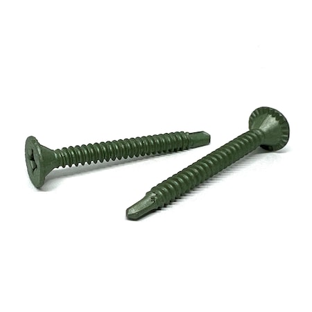 Boltsandnuts.Com Self-Drilling Screw, #8 x 1-5/8 in, Zinc Green Steel Flat Head Combination Phillips/Slotted Drive 8D162CFHCBDSZG-85